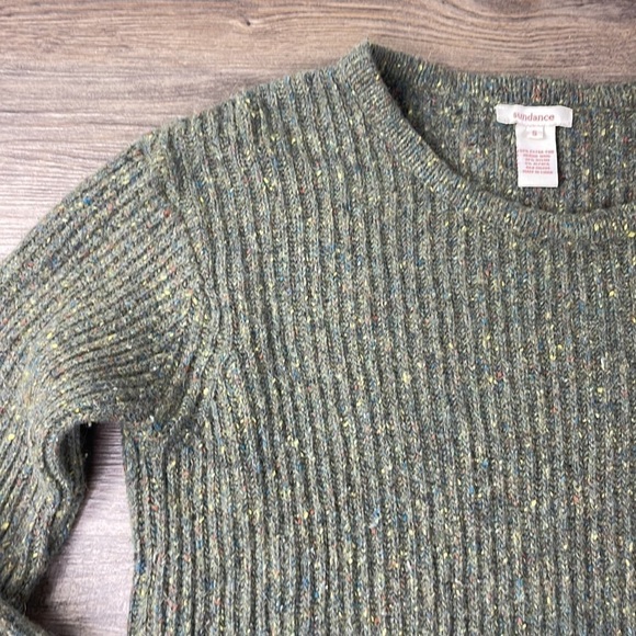 Sundance Merino Wool Blend Green Multi Fleck Ribbed Sweater, size small - Picture 3 of 9